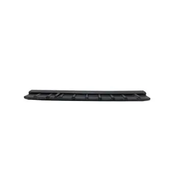 Black curved plastic trim piece with ridges, likely an automotive molding component