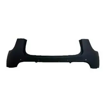 Black plastic car bumper cover shown from the side, likely a rear bumper with wheel-arch cutouts, isolated on white