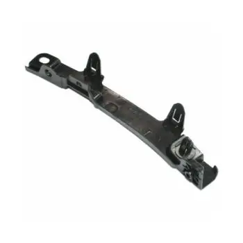 Black plastic mounting bracket with two clip hooks and a central rail, used to attach or align components in a larger assembly.